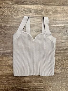 Abercrombie Knit Ribbed Crop Tank Top Neutral Beige Size S